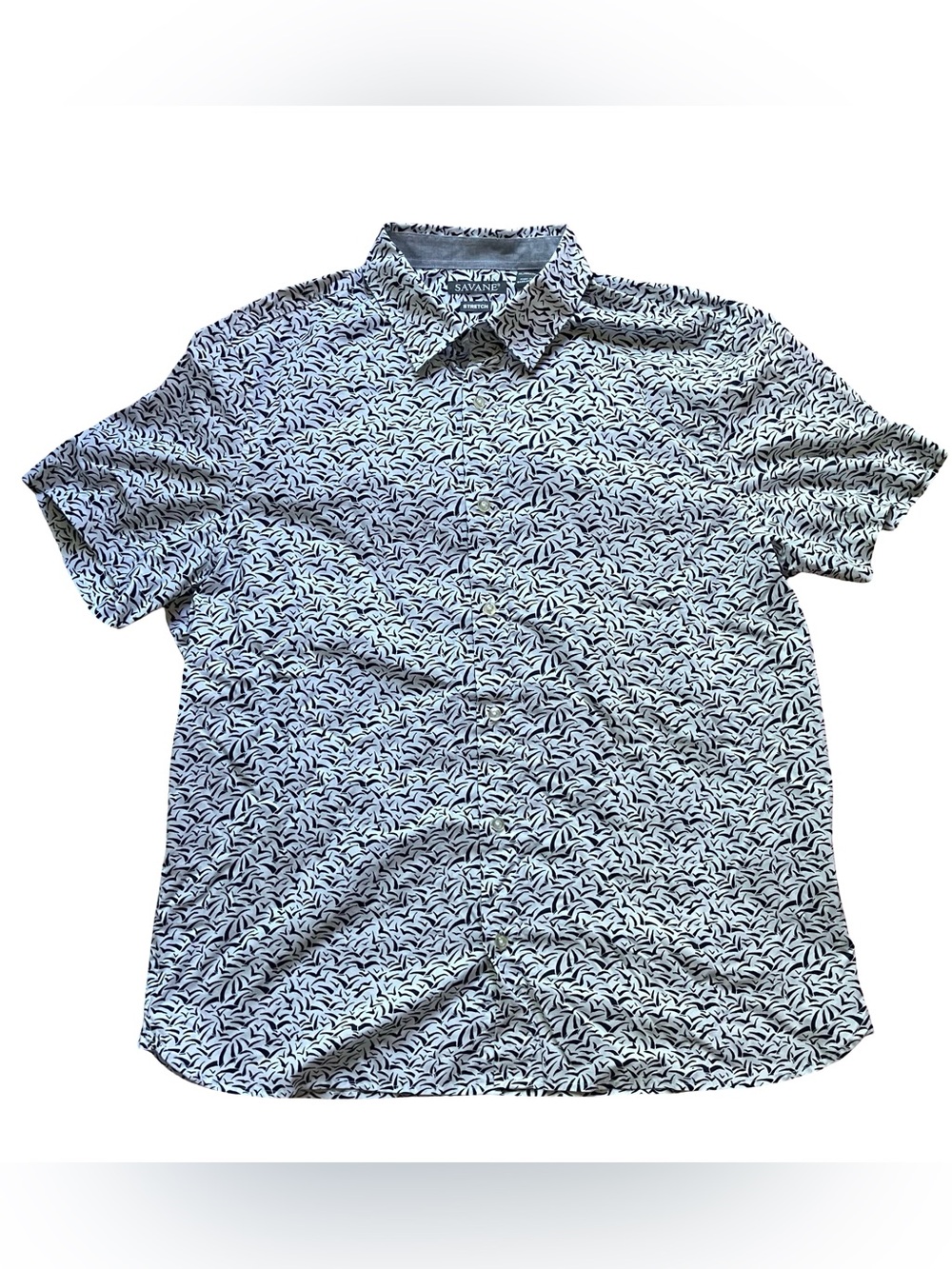 Savane Mens Button Up Shirt Short Sleeve XL Bird Pattern All Over Print